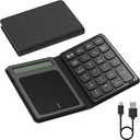 Bluetooth Number Pad Touchpad with Calculator - Rechargeable Folding Portable Wireless Numeric Keypad 23-Keys, Large Trackpad Bluetooth Travel Numpad Data Entry & Calculation & Trackpad Mouse 3 in 1