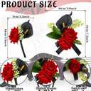 Suncalla 2 Pcs Red Rose Wrist Corsage and Boutonniere Set for Prom Decor with Black Calla Lily Burgundy Rose Wristlet Band Bracelet and Boutonniere for Graduation Prom Wedding Flower Accessories Decor