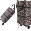 Reusable Grocery Bags with Waterproof Coating and Folding Wheels - Foldable Tote Bags for Shopping, Multi-Purpose Storage for GroceriesBlack