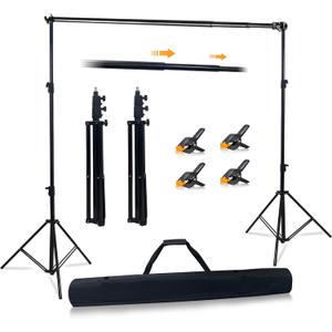 Photo Studio Backdrop Stand Support System,10'x10' Adjustable Backdrop Stand Kit with Backdrop Clip and Storage Tote for Portrait and Studio Photography