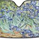 Car Windshield Sunshade Irises Vincent Van Gogh Pattern, Blocks Sun Visor Protector Foldable Sun Shield Keep Your Vehicle Cool, Fits Windshields of Most Sizes (Blue)
