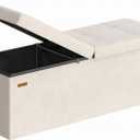SONGMICS Foldable Storage Ottoman with Flipping Lid, 43.3 Inch Velvet Bench, 15"D x 43"W x 15"H