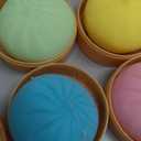 MEIEST 4 PCS Colorful Dumpling Stress Balls Fidget Sensory Toy,Squeeze Dough Ball Stress Relief Hand Toy,Bun with Food Steamer Stretchy Desk Toys