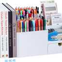 Adjustable Desk Drawer Organizer, Pen Holder, Pencil Holder for desk and Accessories, 5 Compartments, Art Supply Storage Caddy for Desk School Office Supplies