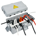 Hrensaw Medium Outdoor Electrical Box(10.6x5.5x4.5inch),Weatherproof Connection Box w/6 Cable Entry,IP54 Waterproof Extension Cord Cover Protect Power Strip,Timer,Plug,Holiday Lights,Grey