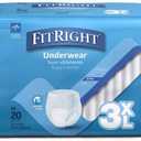 FitRight Adult Incontinence Underwear, Heavy Absorbency, 3X-Large, 75"-94" Waist (20 Count)