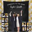 2025 Graduation Party Decoration Black Balloon Boxes with Letters 2025 Grad & So Proud of You and 20 pcs Ballons