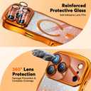 Misscase for iPhone 17 Pro Max Case,with Privacy Screen Protector,Compatible with MagSafe,Bling Glitter Cute Curly Wave Border Phone Cover for Women Men, Drop Protection Anti-Slip Orange