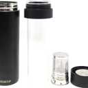 15oz Stainless Steel Vacuum Insulated Water Bottle with glass liner inside,glass lined thermos with Infuser for Hot and Cold drink -Leakproof Travel Mug with Filter (Black,with Tea infuser)