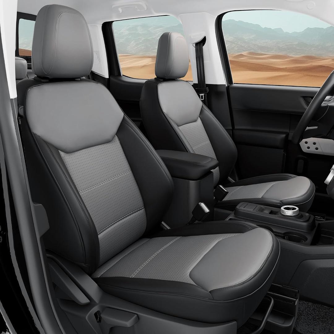 for Ford Maverick Seat Covers XL XLT Lariat Lobo Tremor 2022 2023 2024 2025 2026, Custom Fit Luxury Car Seat Covers Full Set for Ford Maverick, Waterproof Car Seat Cover, Black Gray