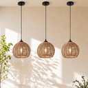 3 Pack Paper Rope Woven Pendant Light, Boho Wicker Pendant Lights, 8.66 x 8.66 x 6.30 inches