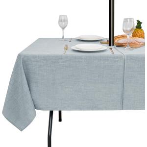 LUSHVIDA Outdoor Tablecloth with Umbrella Hole - Patio Table Cloth Zippered Rectangle 60x102 Inch, Light Gray Linen-Look Polyester Table Cover Water Resistant for Picnic Outside