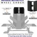 GRAND PITSTOP Universal Wheel Chock for Motorcycle Stand for Trailer Completely Adjustable Detachable Foldable Wheel Chock (Black)