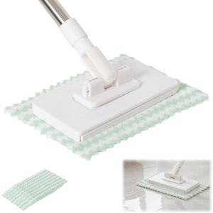 Disposable Dust Mop with 10 Reusable Cloths,Mini Foldable Mop,No-Touch Attach & Remove Cloth Instantly,Small Disposable Dust Mop Set for Multi Surface Cleaning(Kitchen House, Dorm)