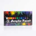 Acrylic Paint Set, 12 Rich Pigment Colors with 3 Art Brushes for Painting Canvas, Wood, Ceramic & Fabric, Rich Pigments Lasting Quality for Beginners, Students & Professional Artist, 2 pack