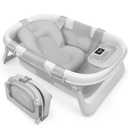 Jool Baby Foldable Baby Bathtub – Portable for Travel – Thermometer (Gray)