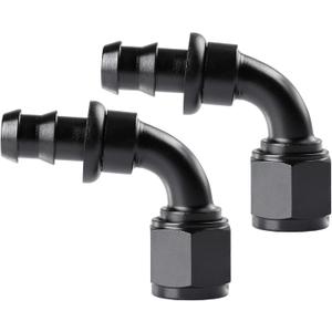 Ucreative 8AN 90 Degree Push Lock Hose Fitting End Black 2PCS