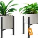 Plant Stand Indoor Adjustable 2 Pack, Metal Modern Indoor Plant Stand, Heavy Duty Plant Stands Outdoor Corner, Stable Plant Holder, Fits 8 to 12 Inches Pots, Black, Pot & Plant Not Included
