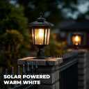 Solar Post Light Outdoor, ST4346Q Dusk to Dawn Solar Lamp Post Light with Pier Mount Base Bright Sandy Colored Bulb, Waterproof Aluminum Fence Pole Lights for Gates Yard Path Garden