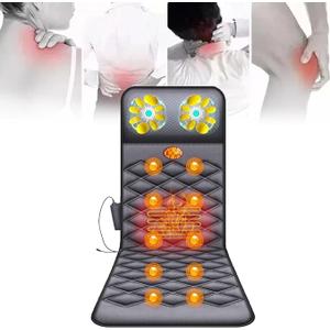Electric Massage Mattress MatFull Body Electric Massage Mat with Shiatsu Kneading Massage Heads, Foldable Full Body Massager Cushion with 9 Modes 10 Vibration Motors for Pain Relief