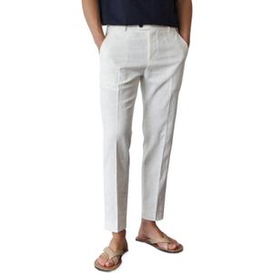 GINGTTO Linen Pants Men Slim Fit Elastic Waistband Lightweight Summer Beach Fashion Casual Pant (30W x 30L, White)