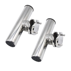 X-Haibei 2 Pcs Rail Clamp On Fishing Rod Holder for Boat Stainless Steel Clamp Fittings Rail 1-1/4 to 2 inch