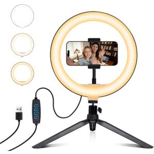 Selfie Ring Light 12" with Tripod Stand and Phone Holder, LED Ring Light for Desk with 3 Light Modes & 11 Brightness Level for Selfie, YouTube, Makeup, Live Streaming,