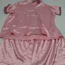 Ekouaer Silk Satin Pajamas for Women Button Up Pjs 2 Piece Summer Short Sleeve Lounge Sets V Neck Sleepwear ,Size 2XL