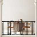 Extra Wide Baby Gates - 71.6-76.4 Inch, Black Metal Pressure Mounted Child & Pet Gates for Stairs & Doorways