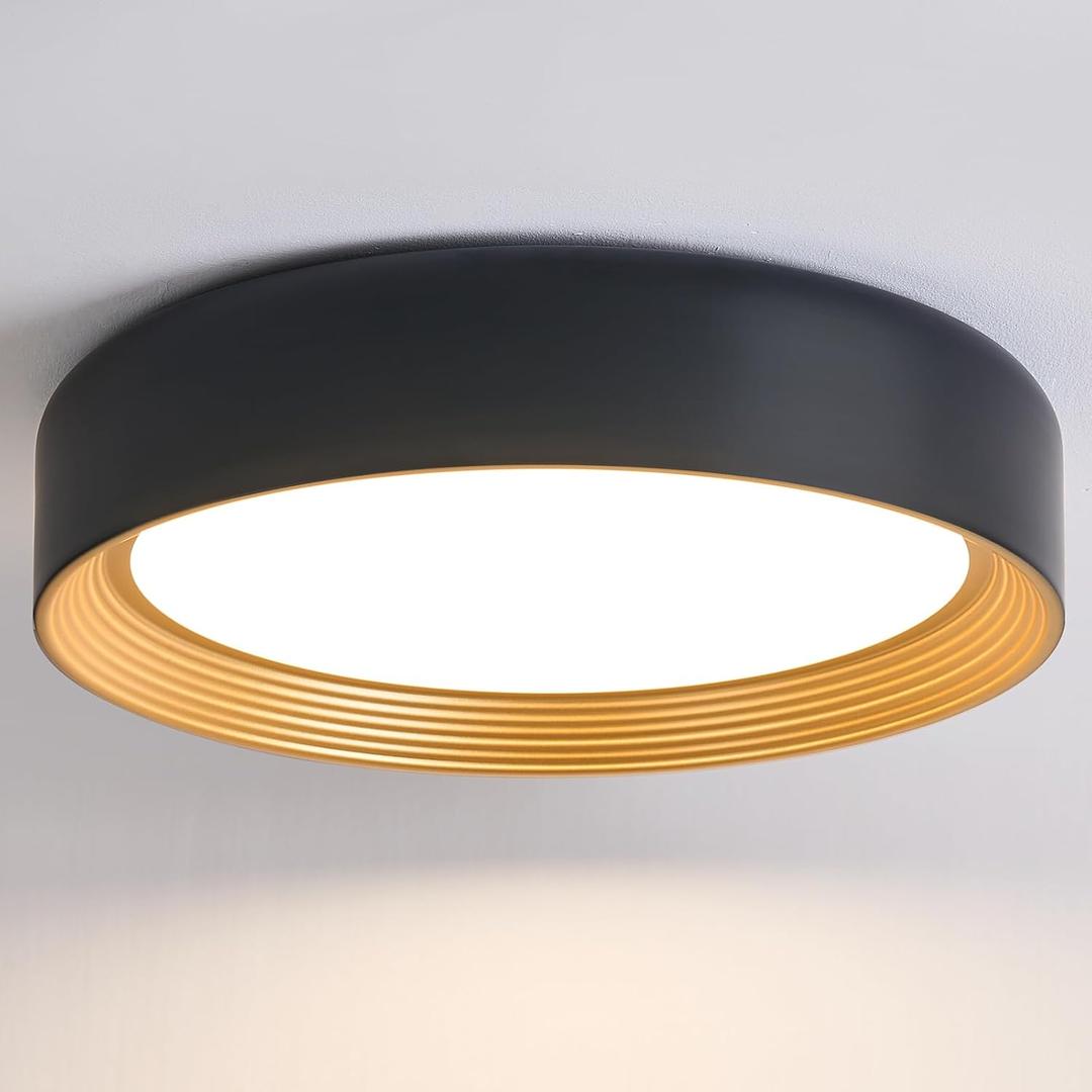 Dimmable LED Flush Mount Ceiling Light,5CCT 3000K-6000K Modern Round Close to Ceiling Lighting Fixtures,15.7 Inch Minimalist Black and Gold Ceiling Lamp for Kitchen,Hallway,Laundry Room (dimmable 15.7 inch)