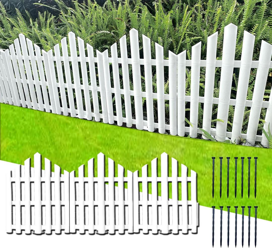 No-Dig Garden Edging Border 13FT Landscape Edging 14.6 Inch Tall for Flower Bed Fence, 14pcs Garden Lawn Edging with Stakes