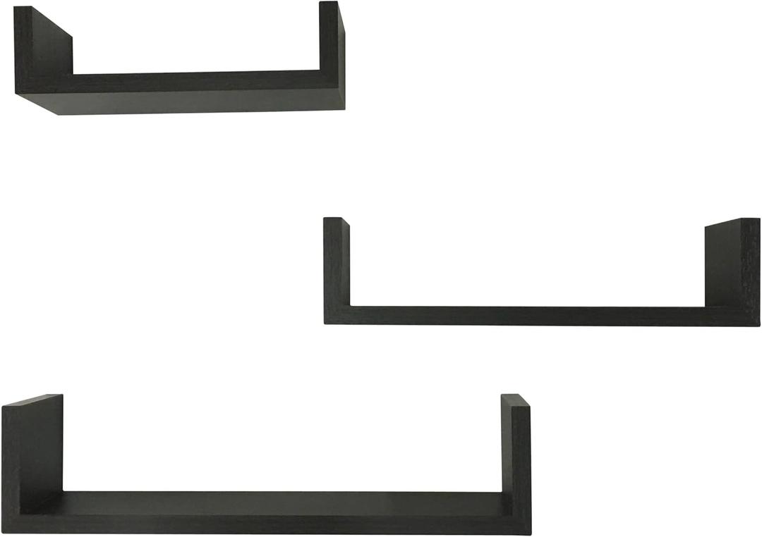 EWEI'S HomeWares 3 Floating U Shelves, Espresso Finish