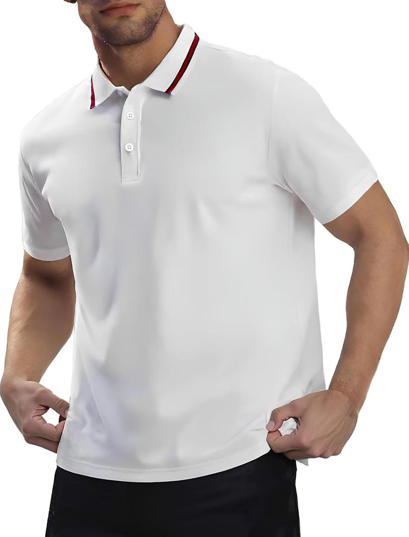 MagnaMan Slim Fit Short Sleeve Polo Shirts for Men - Cotton, Business Casual Stretch Shirt, Breathable Golf & Office Wear (XXXL)
