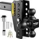 Drop Hitch Adjustable Trailer Hitch, Tow Hitch with 6-Inch Drop/Rise for Truck (12,500 LBS GTW), Adjustable Drop Hitch Fits 2-Inch Receiver, Trailer Hitches with Double Anti-Theft Pins Locks