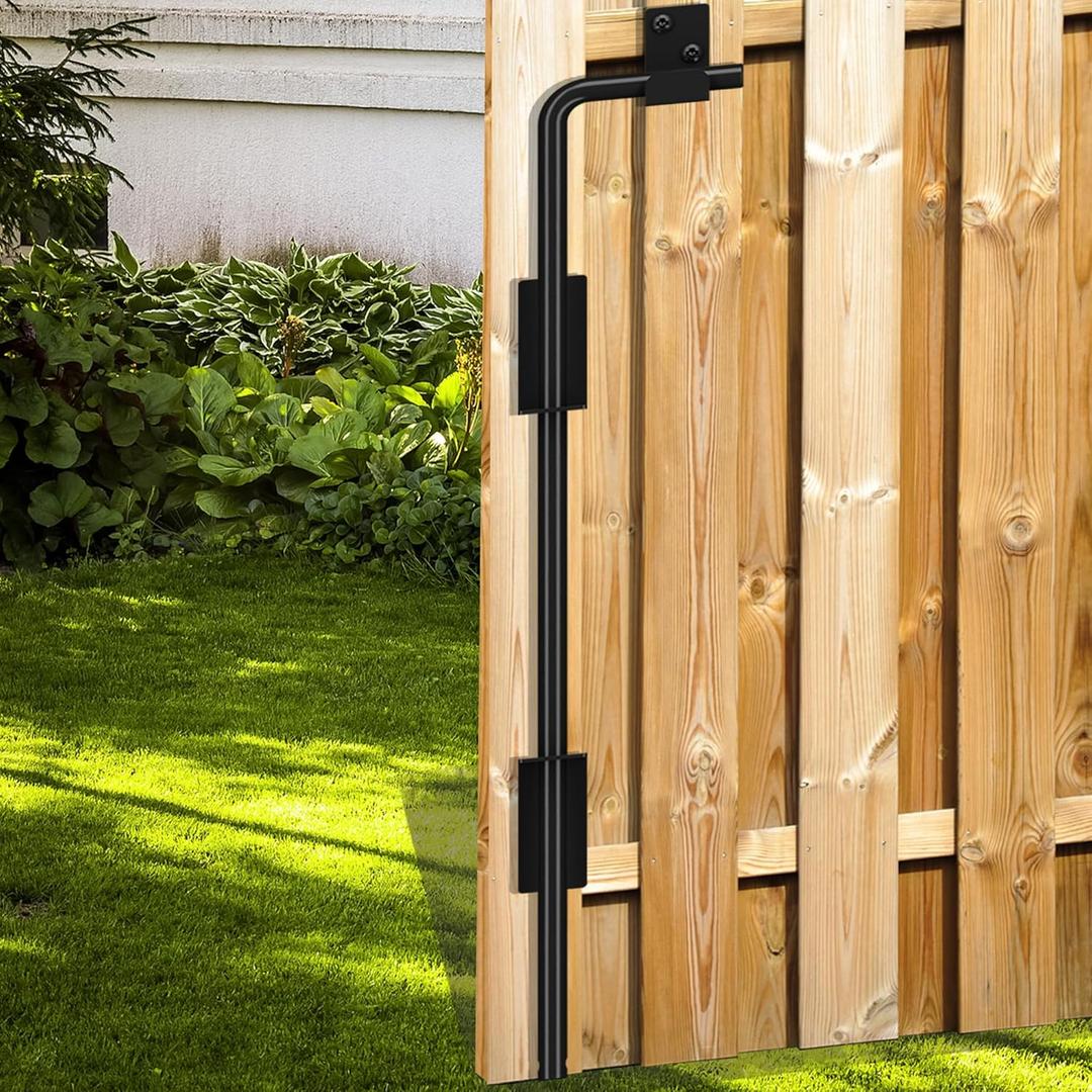 24" Heavy Duty Cane Bolt Gate Drop Rod - Vinyl Fence Gate Drop Rod, Gate Stopper & Gate Anchor for Wood/PVC/Metal Fences, Double/Wrought Iron Doors, Black Finish, 1 Pack