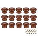 Round Wood Knobs,8Pcs 35mm Dia Cabinet Furniture Kitchen Pull Handle for Cupboard Table, Dark Red
