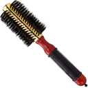 2pcs Small Round Blow Dry Brush - Boar Bristle, Thermal Metal Barrel, Professional Anti-Static Roller Hair Brush for Styling and Blow Drying - Bonus Sectioning Pick - 12 Row, 2.5 - By Cantor