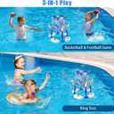 Pool Basketball Hoop 3-in-1 Basketball Football Ring Toss Games Pool Toys with 5 Balls, Floating Basketball Hoop for Pool for Kids & Adults Indoor Outdoor