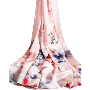100% Mulberry Silk Oversized Womens Sun-Shielding Shawl Formal Evening Neckwear Featherlight Airy (N9-pastel Bloom Scarf69" X 21"inch)