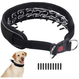 Martingale No Pull Dog Collar for Large Medium Dogs Training Walking, Heavy Duty Nylon Reflective Adjustable Anti Pull Slip Collar with Buckle M Black (M (18"-24" Neck, 2" Wide))