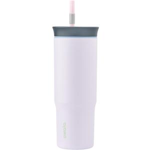 Owala Stainless Steel Triple Layer Insulated Travel Tumbler with Spill-Resistant Lid and Straw, BPA Free, 24 oz, Grey/Purple (Bunny Hop) (24 Ounces, Pack of 1)