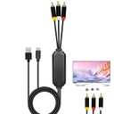 USB C to RCA Cable Adapter, 6Ft Type-C to RCA Cable with USB A(Charging),USB C Male to 3 RCA Male for TV