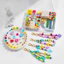 MINIMISSMIANYC 421PCS Beaded Keychain Making Kit for Women,Acrylic Heart Star Flower Letter Alphabet Bag Beads DIY Key Chain Charm Supplies Crafts Accessoriess Jewerly Making Kit for Kids Girls Boys