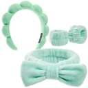 Headbands for Women - Spa Headband and Wristband Set - Headband for Washing Face,Facial Mask,Makeup and Skin Care,Gifts for Women and Teen Girl Gifts Trendy Stuff (light green)
