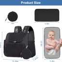 Geestock Diaper Bag Backpack, Multifunction Quilted Baby Diaper Bag with Changing Pad, Pacifier Case & Stroller Straps, Parents Essentials, Black