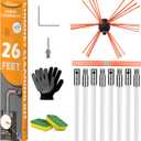 Sealegend 26 Feet Chimney Sweep Kit Chimney Brush Chimney Cleaning Kit and Rotary Chimney Cleaning System Fireplace Brush Tool with 8 Nylon Flexible Rods (26FT)