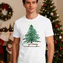 Merry Christmas Shirt for Men Christmas Tree Xmas Short Sleeve Top Mens (White, XXL)