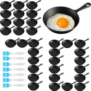 Remerry 70 Sets Mini Cast Iron Skillet 4 Inches Nonstick Black Pan