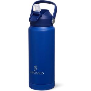 DLOCCOLD Kids Insulated Water Bottle with Leak Proof Straw Lid, Double Wall Vacuum Stainless Steel Water Bottle with Silicone Boot, Reusable Tumbler for Travel, Boys, Girls (24 Ounces, Navy Blue)