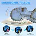Natural Thai Latex Pillow with Removable Cotton Pillowcase for Sleeping, Square